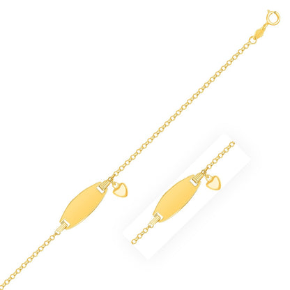 14k yellow gold children's cable chain ID bracelet with puffed heart charm by Avera Group