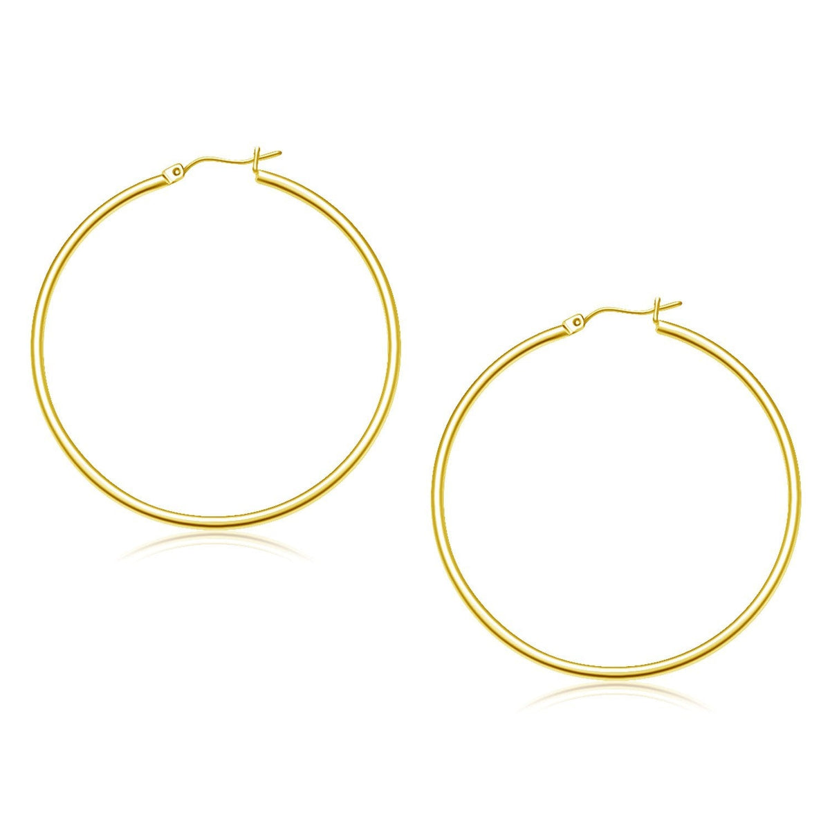 10k Yellow Gold Polished Hoop Earrings (2x45mm), Avera Group