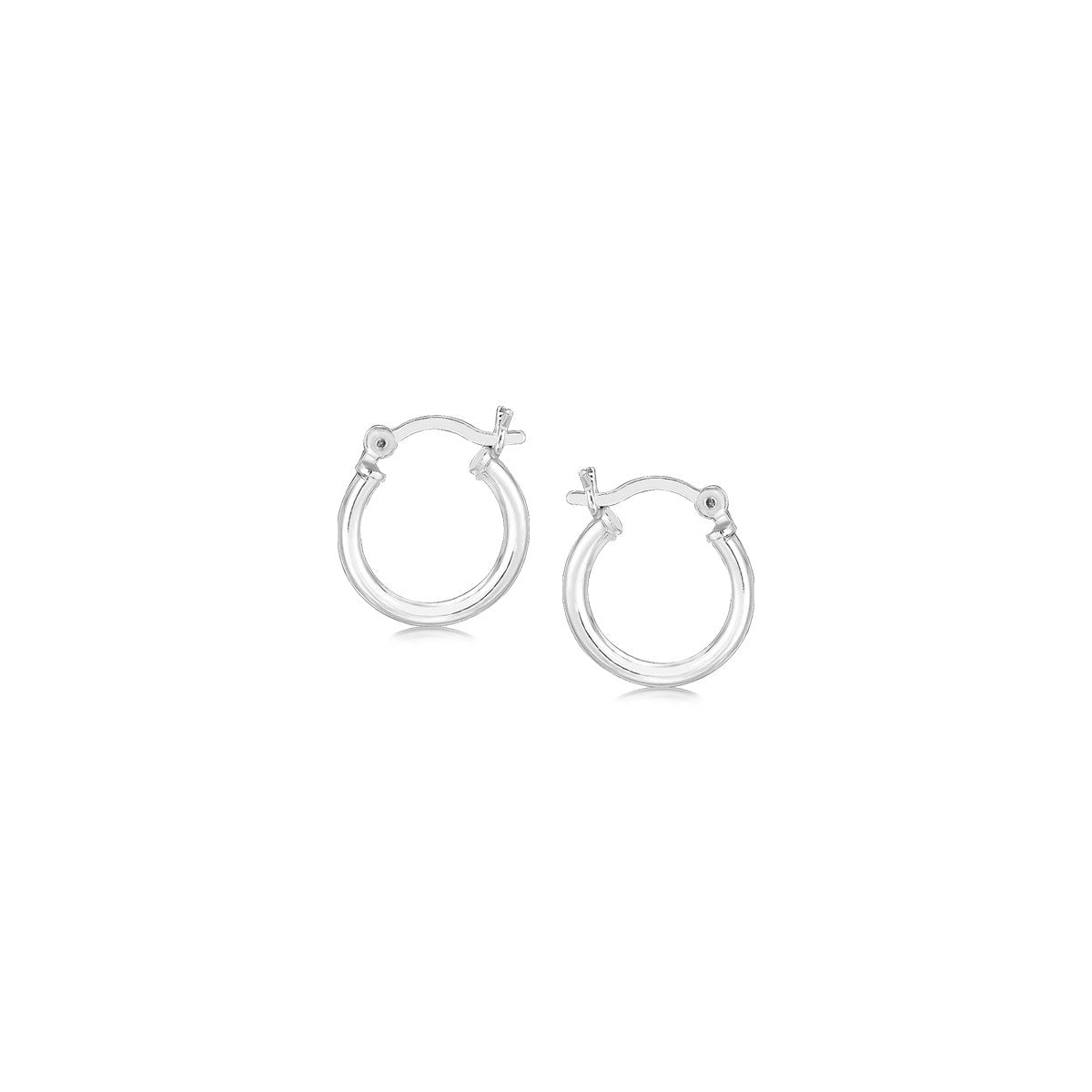 Sterling Silver Rhodium Plated Thin and Small Polished Hoop Earrings (10mm) by Avera Group