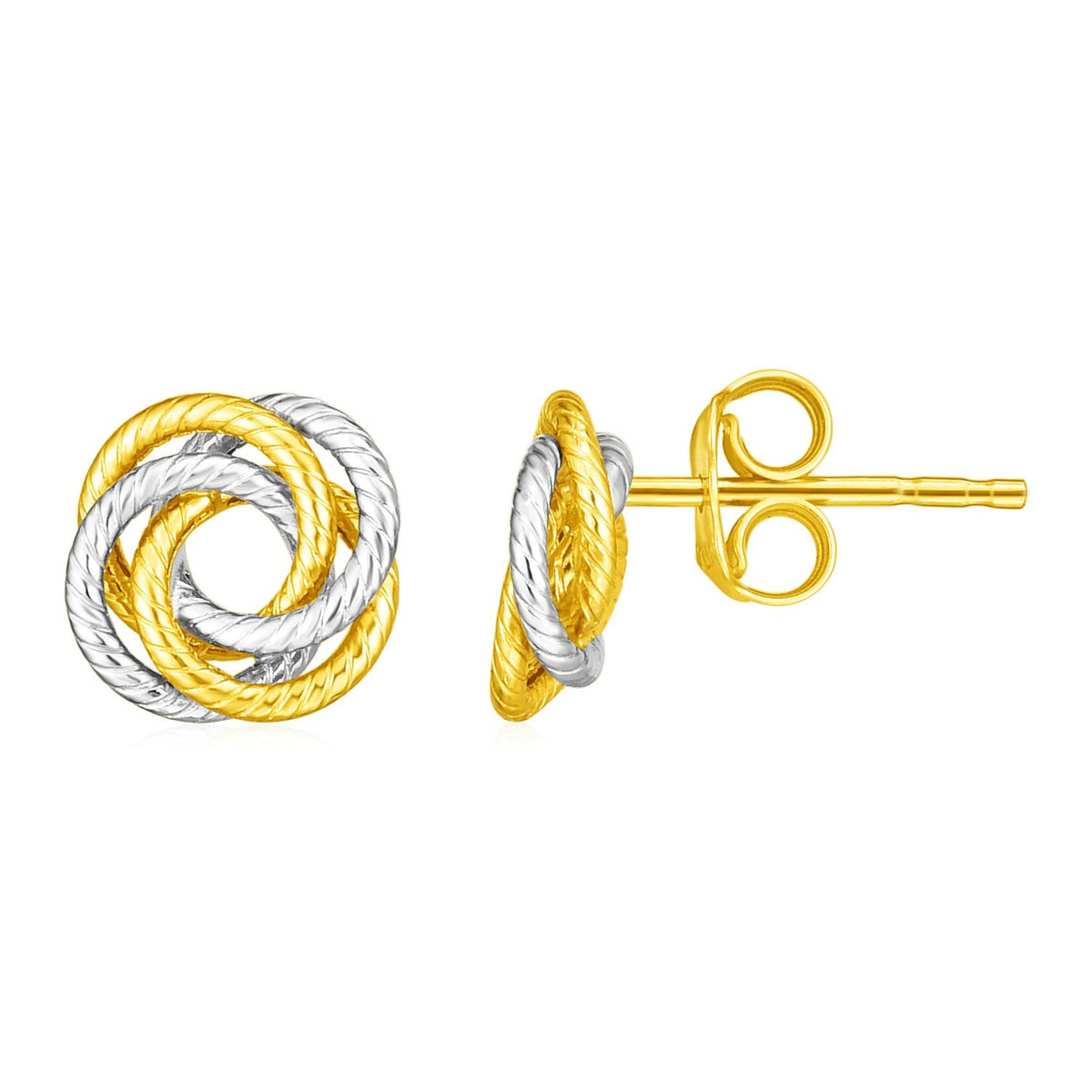 14k two-tone gold love knot earrings by Avera Group