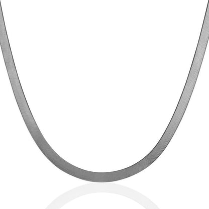 14k white gold super flex herringbone chain 4.60mm by Avera Group, view 2