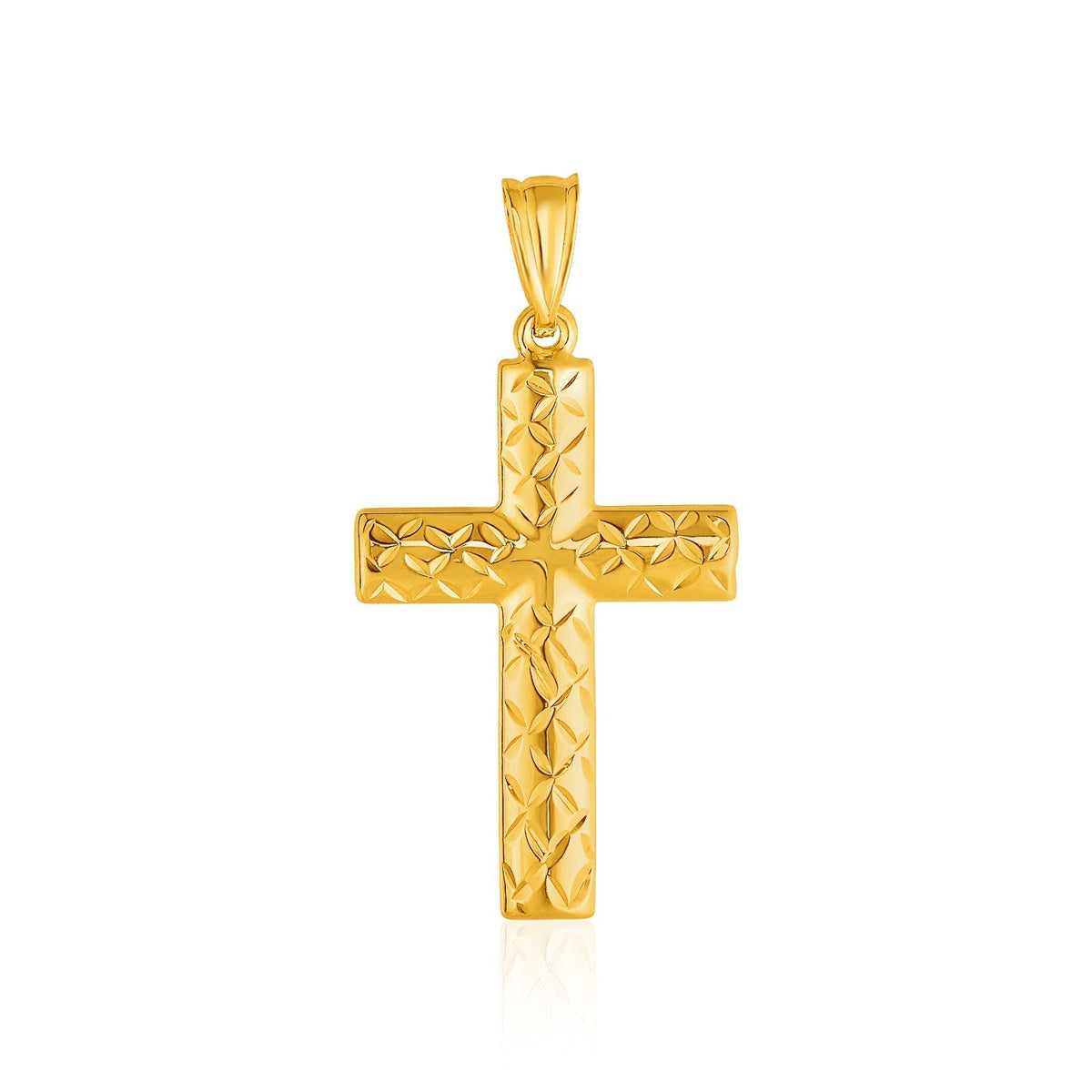 14k yellow gold reversible textured cross pendant by Avera Group
