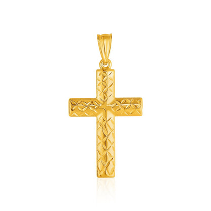 14k yellow gold reversible textured cross pendant by Avera Group