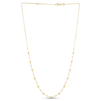14k yellow gold bead station necklace by Avera Group