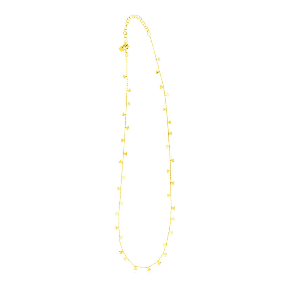 14k yellow gold necklace with dangling hearts by Avera Group