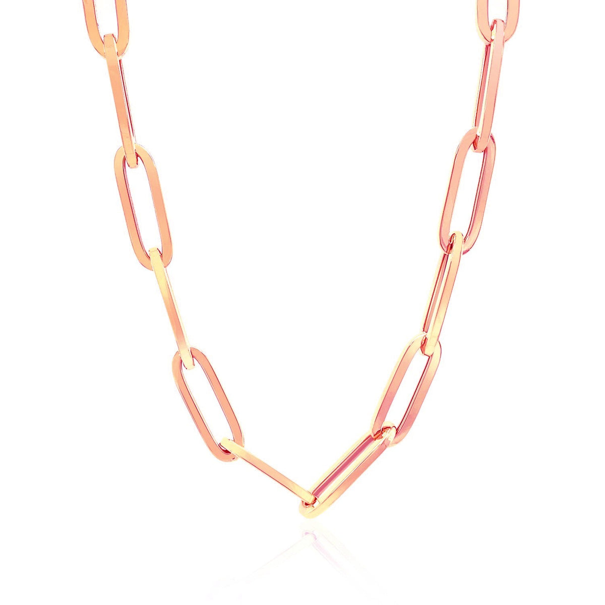 14k rose gold wide paperclip chain, 6.1mm, 18 inch, by Avera Group, view 2