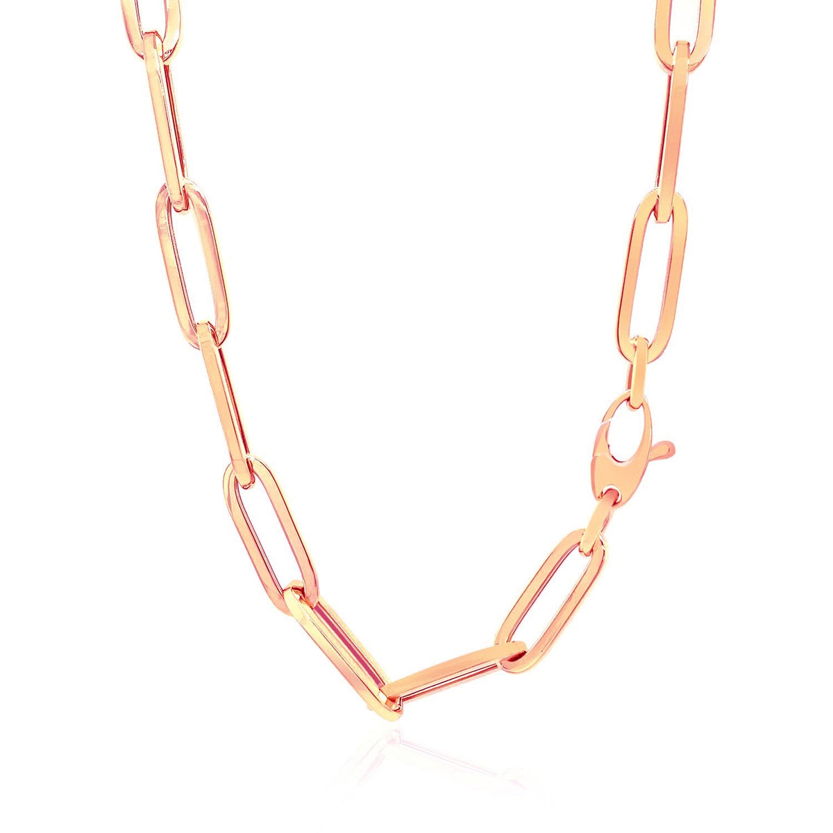 14k rose gold wide paperclip chain, 6.1mm, 18 inch, by Avera Group, view 3
