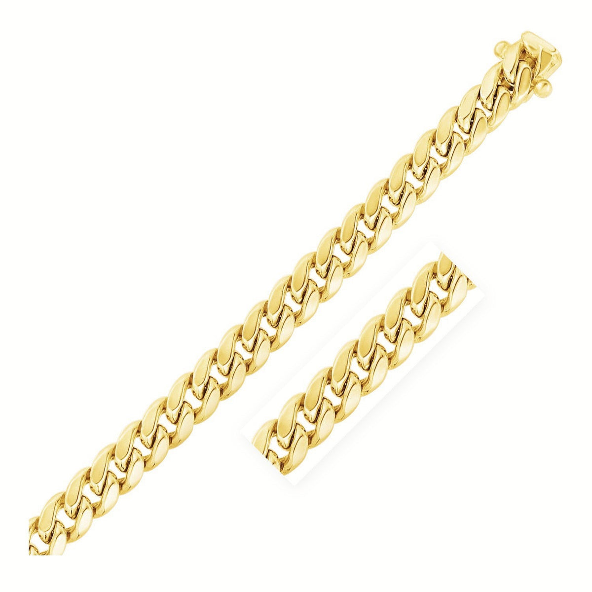14k yellow gold semi solid Miami Cuban chain, 10.70mm by Avera Group