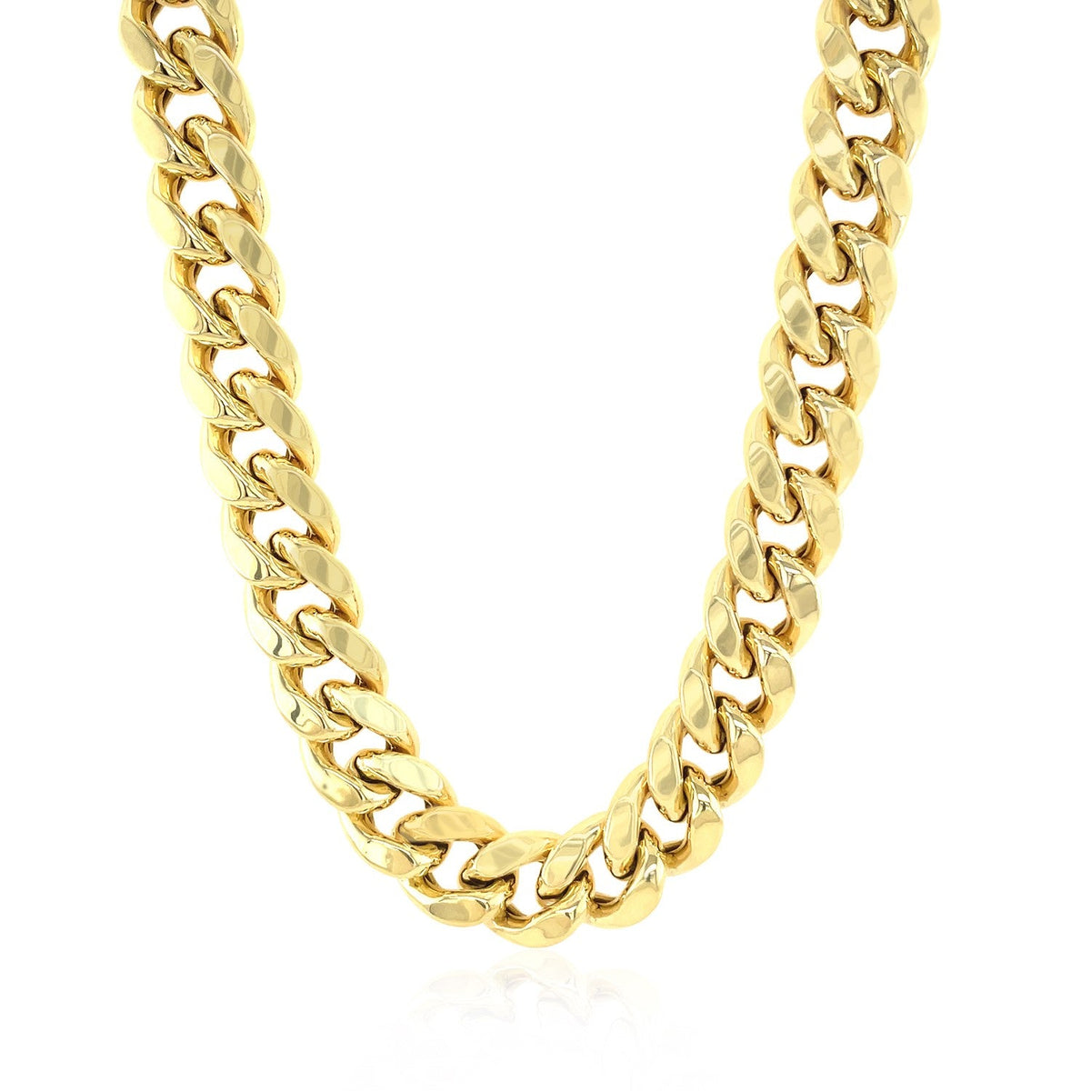 14k yellow gold semi solid Miami Cuban chain, 10.70mm by Avera Group, view 2