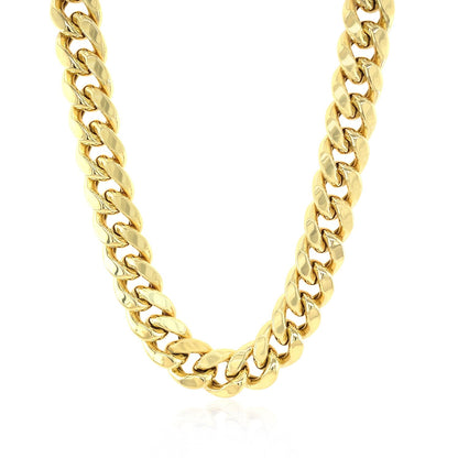 14k yellow gold semi solid Miami Cuban chain, 10.70mm by Avera Group, view 2