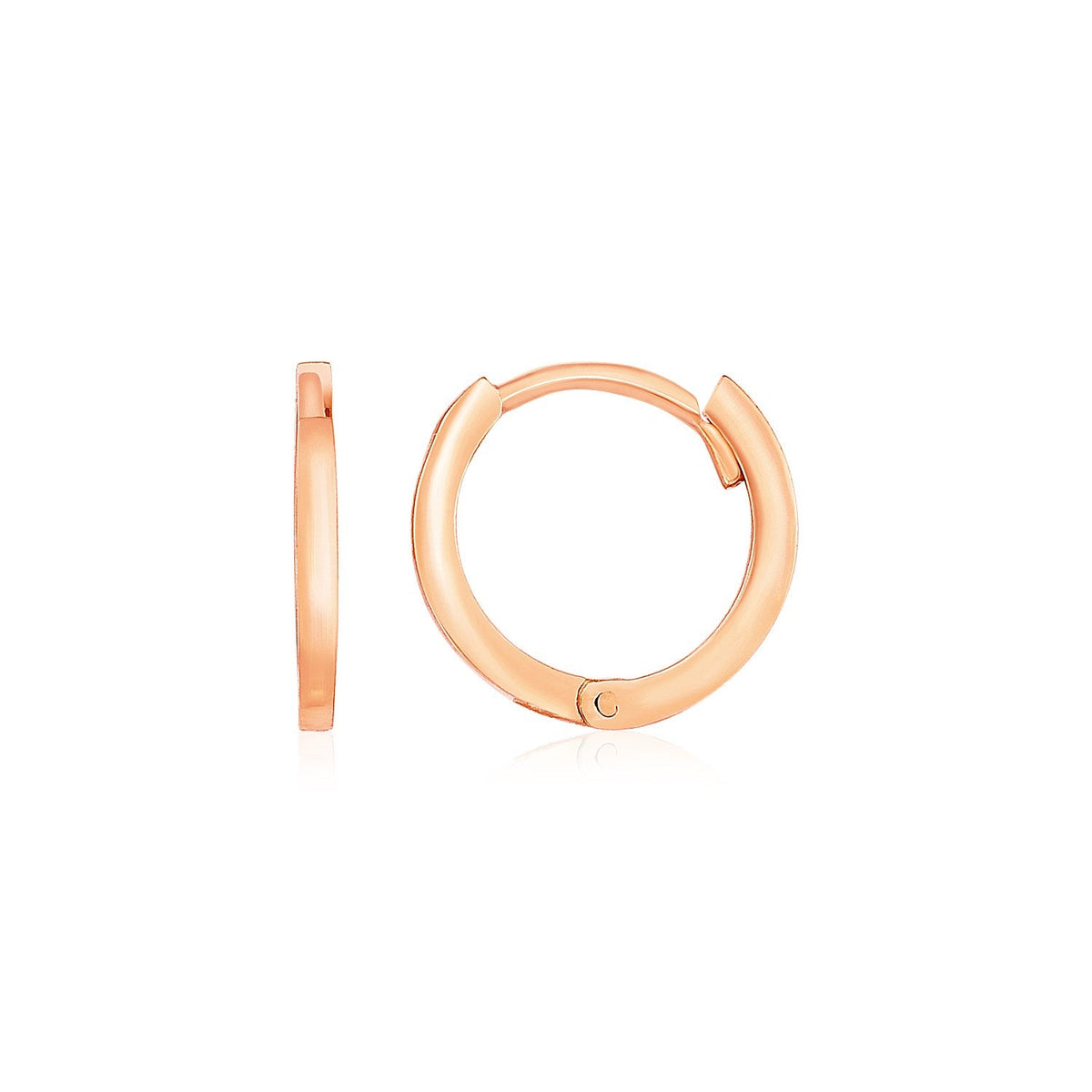 14k rose gold petite polished round hoop earrings by Avera Group