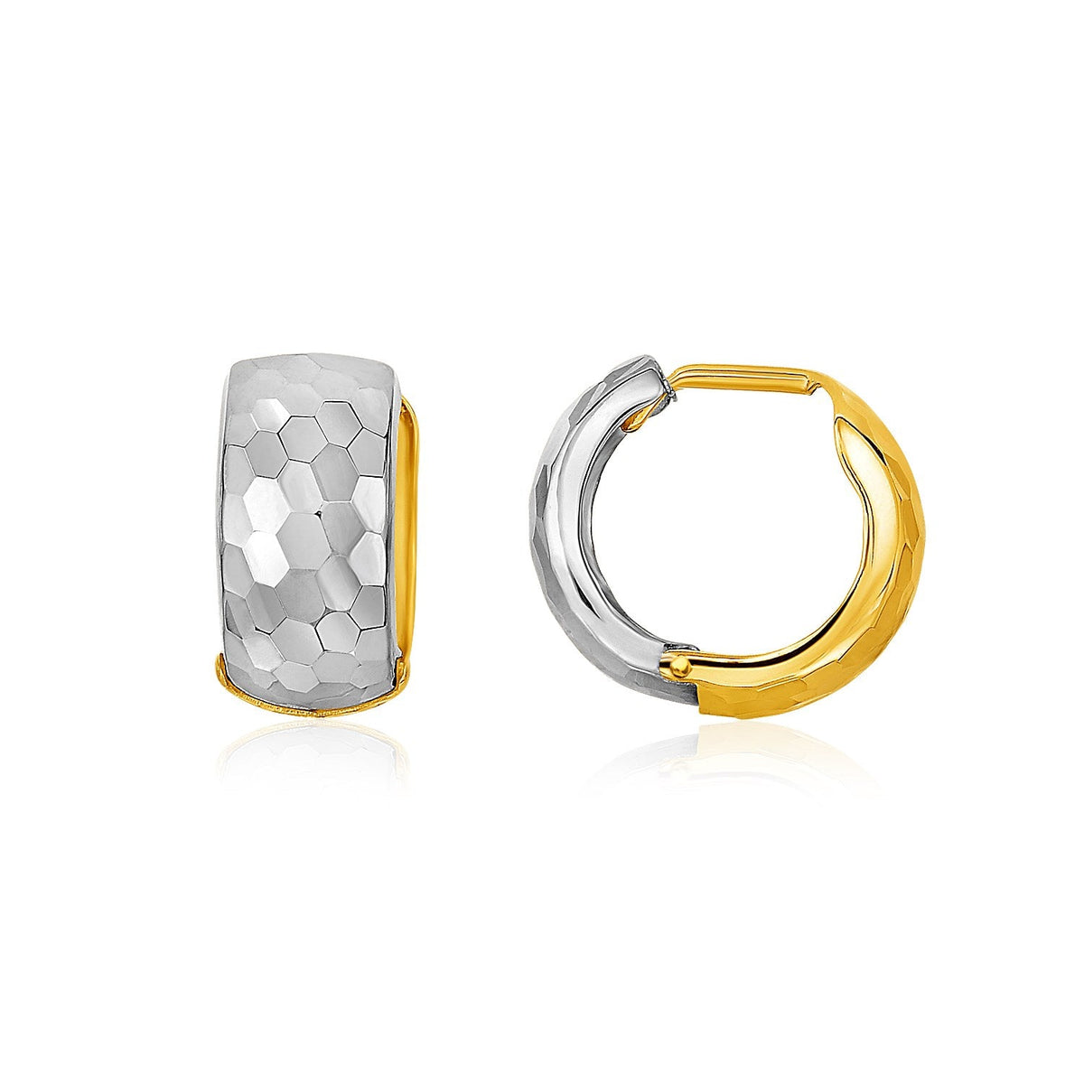 14k two-tone gold diamond-cut interlaced hoop earrings by Avera Group