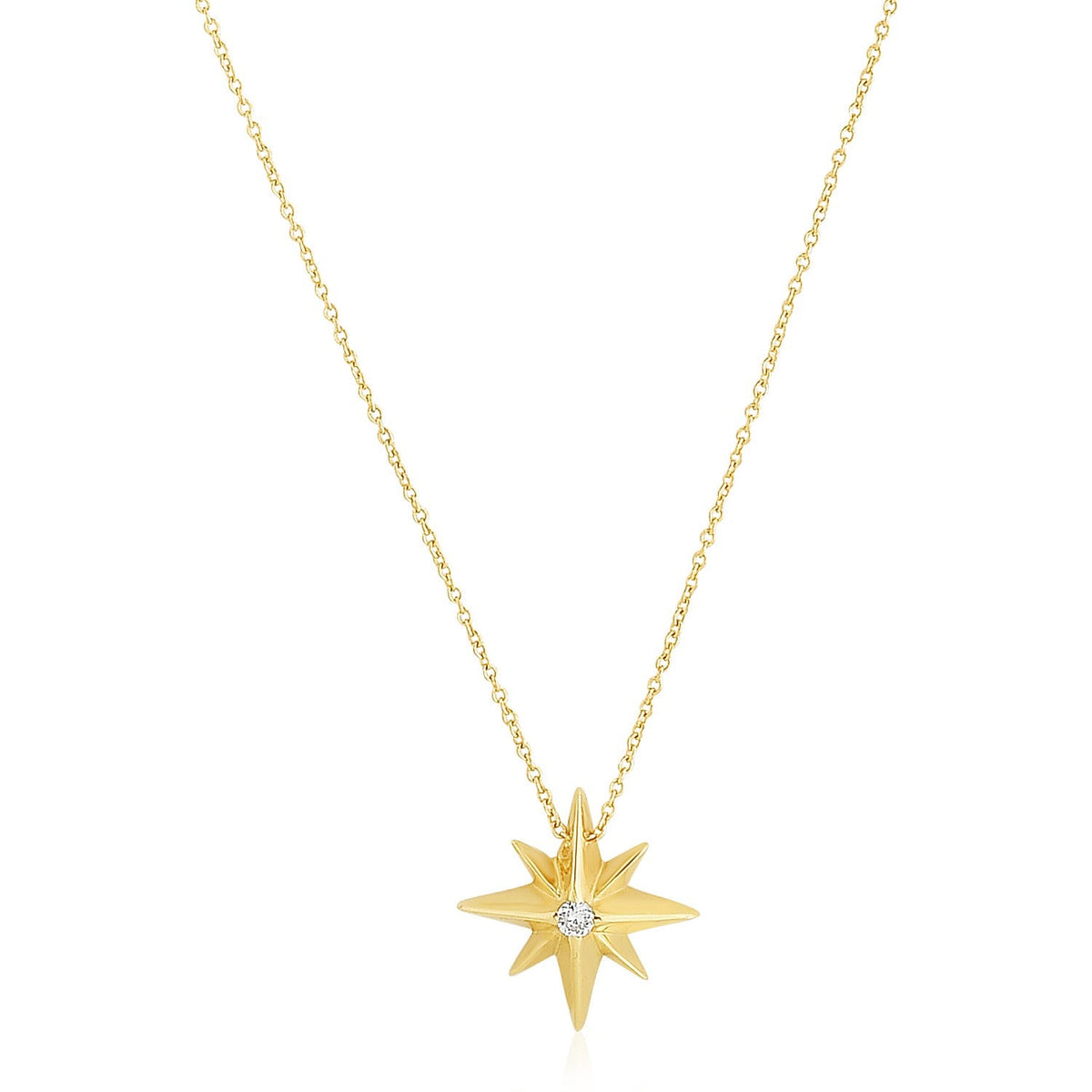 14k yellow gold North Star necklace with diamond accent by Avera Group