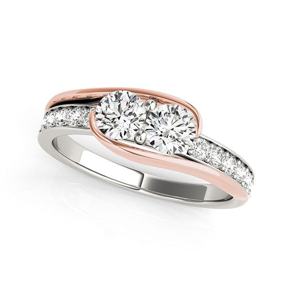 Two Stone Diamond Ring in 14k White And Rose Gold (3/4 cttw) by Avera Group