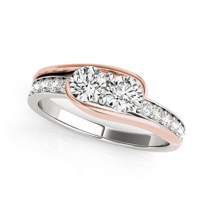 Two Stone Diamond Ring in 14k White And Rose Gold (3/4 cttw) by Avera Group
