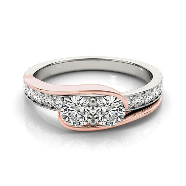 Two Stone Diamond Ring in 14k White And Rose Gold (3/4 cttw) by Avera Group