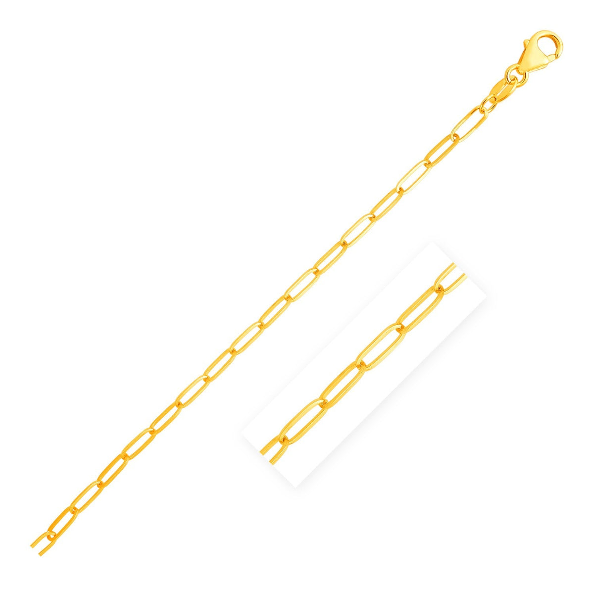 14k yellow gold paperclip bracelet, 3.5mm, 7.25 inch by Avera Group