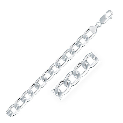 Rhodium Plated Sterling Silver Curb Style Bracelet (8.40 mm) by Avera Group