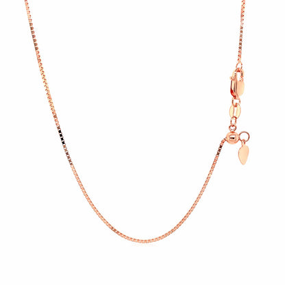 14k rose gold adjustable box chain with heart accent, Avera Group, view 2