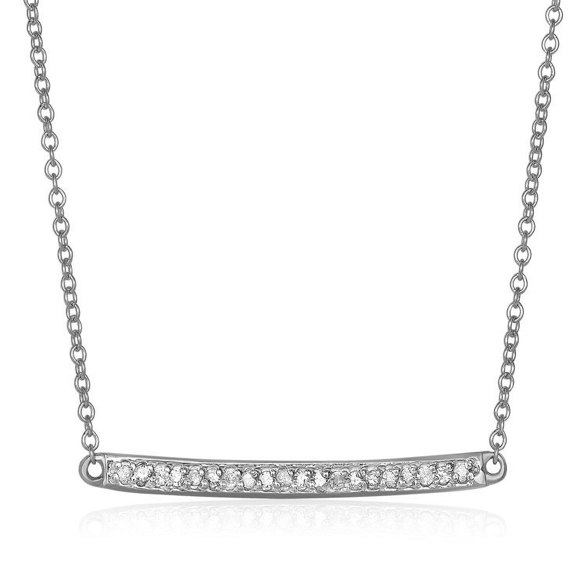 14k white gold necklace with a diamond bar, 18 inch, Avera Group