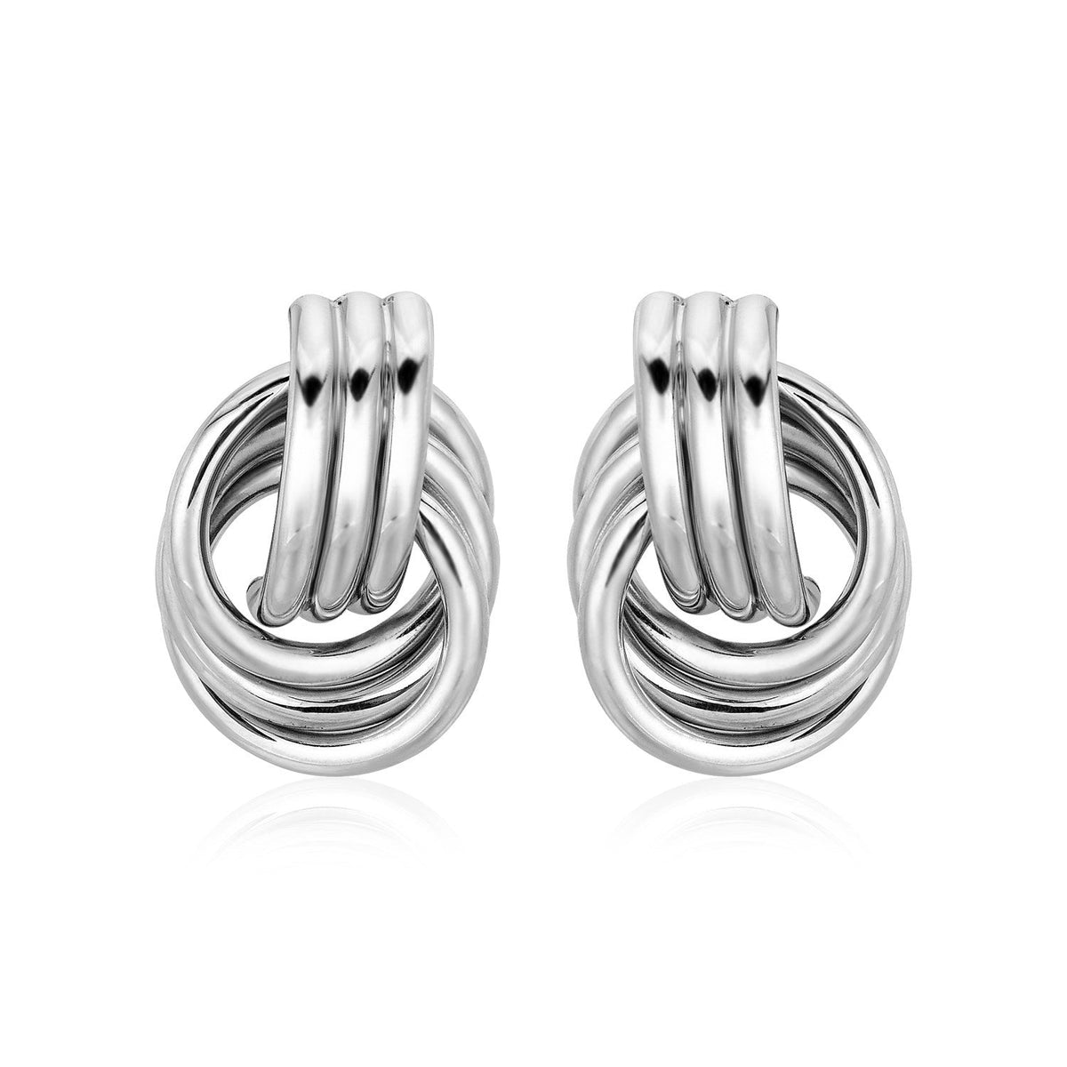 Polished Love Knot Earrings with Interlocking Rings in Sterling Silver(15mm) by Avera Group