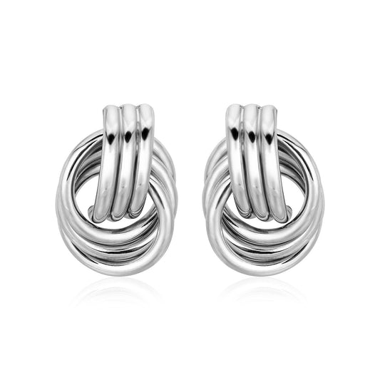 Polished Love Knot Earrings with Interlocking Rings in Sterling Silver(15mm) by Avera Group