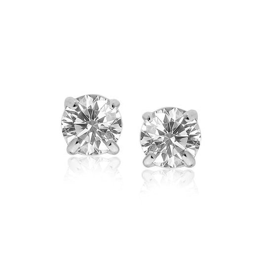 Sterling Silver Round CZ Stud Earrings(8mm) by Avera Group