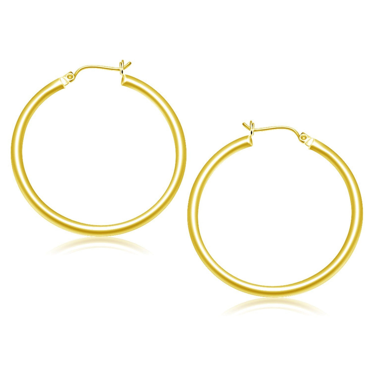 10k Yellow Gold Polished Hoop Earrings (40 mm), Avera Group