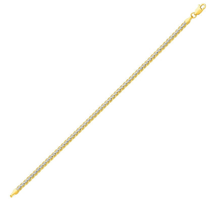 Two-Toned Fine Wheat Chain Bracelet in 10k Yellow and White Gold (3.00 mm) by Avera Group