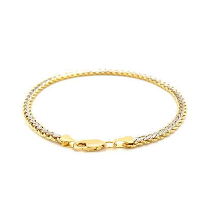 Two-Toned Fine Wheat Chain Bracelet in 10k Yellow and White Gold (3.00 mm) by Avera Group