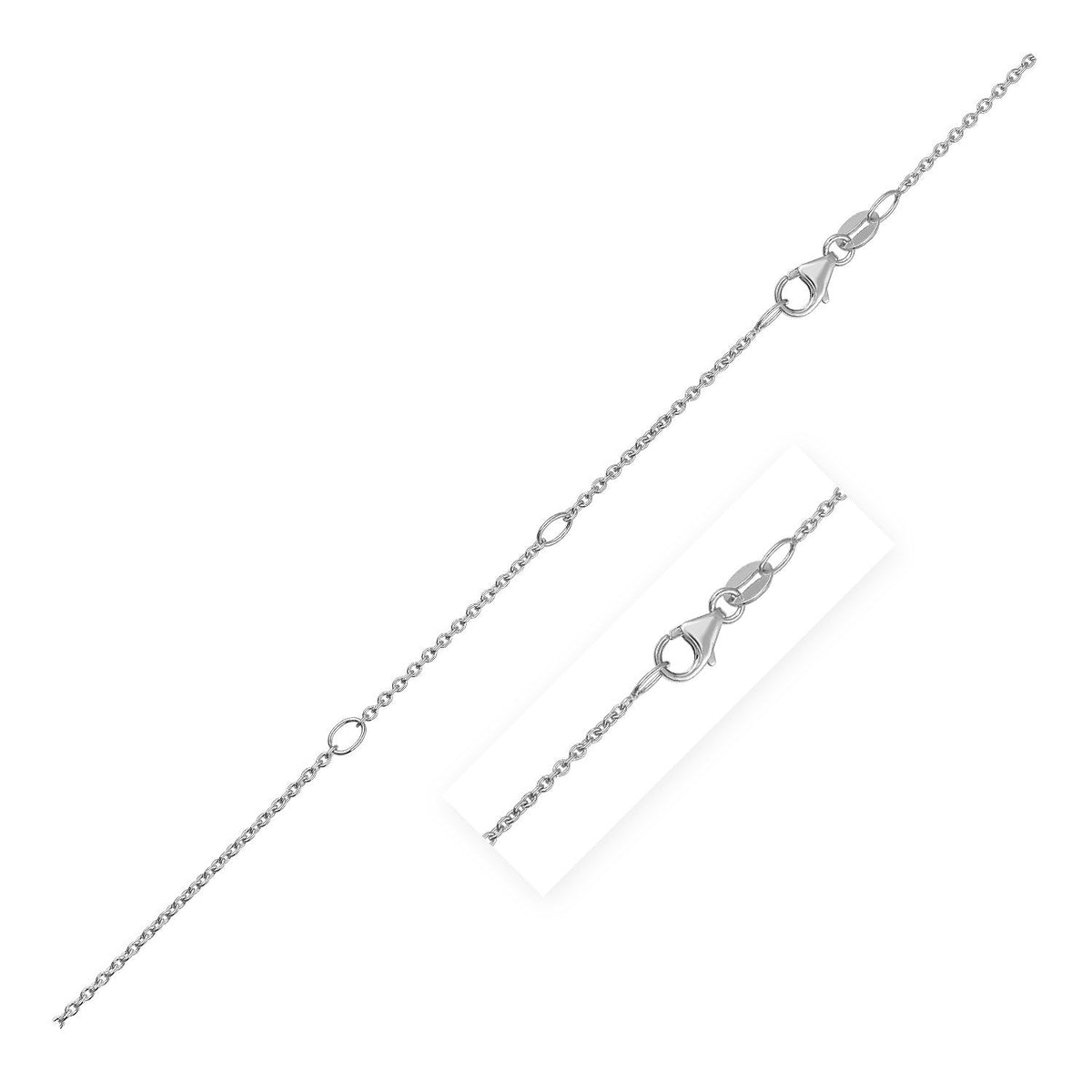 Double Extendable Cable Chain in 14k White Gold (1.2mm) by Avera Group