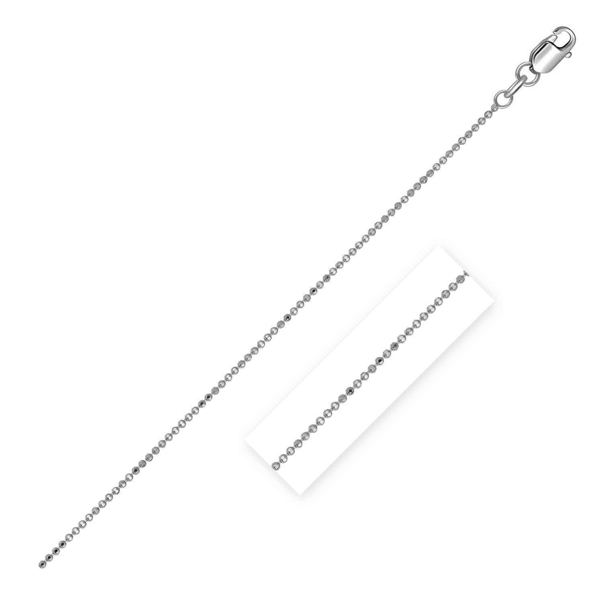 14k white gold diamond-cut bead chain, 0.90mm, Avera Group