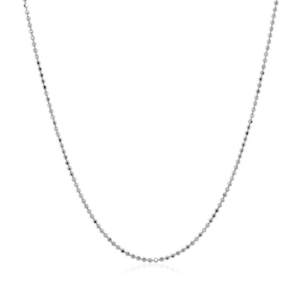 14k white gold diamond-cut bead chain, 0.90mm, Avera Group, view 2