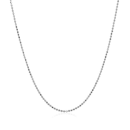 14k white gold diamond-cut bead chain, 0.90mm, Avera Group, view 2