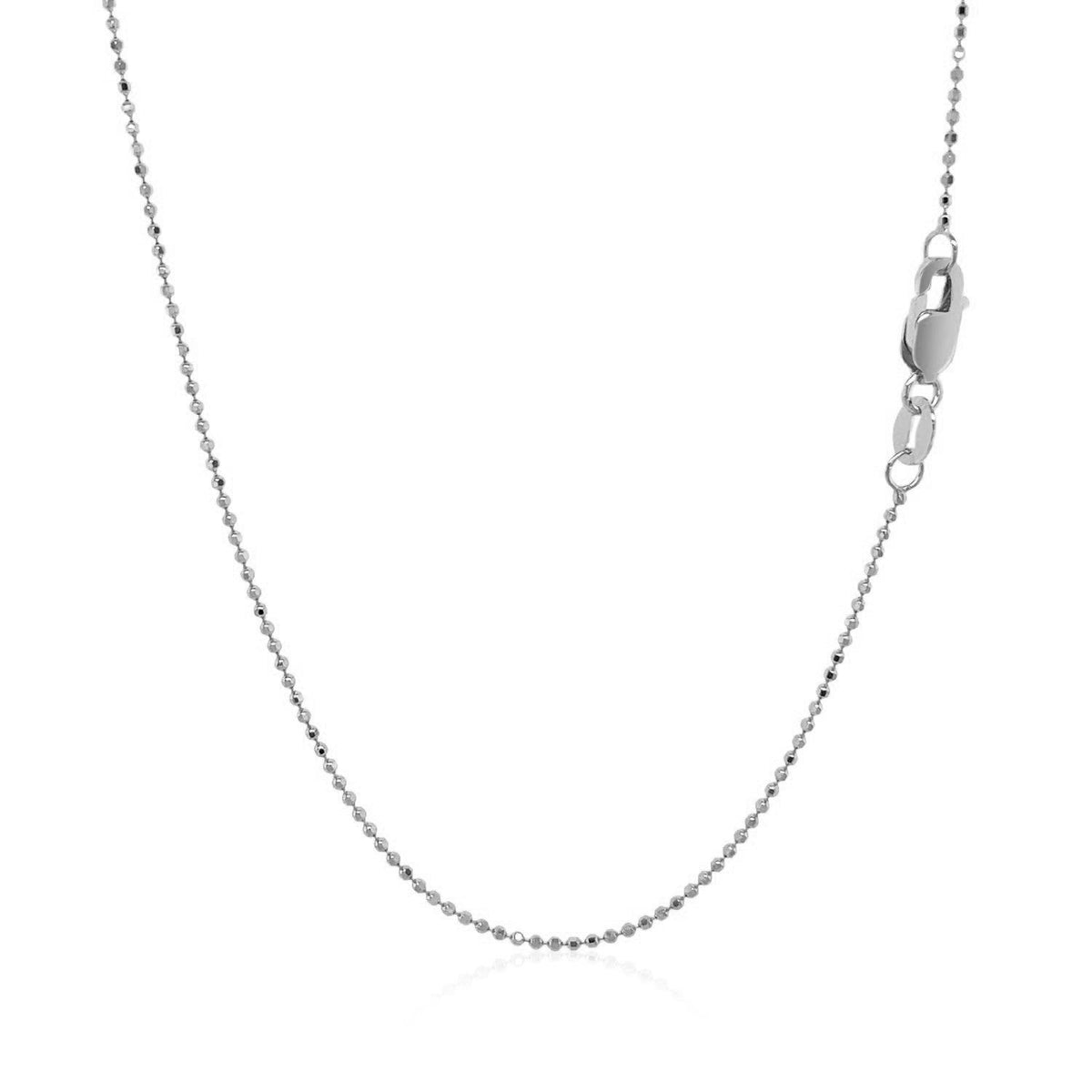 14k white gold diamond-cut bead chain, 0.90mm, Avera Group, view 3