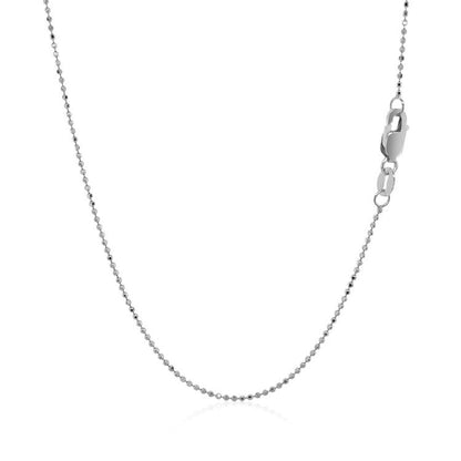 14k white gold diamond-cut bead chain, 0.90mm, Avera Group, view 3