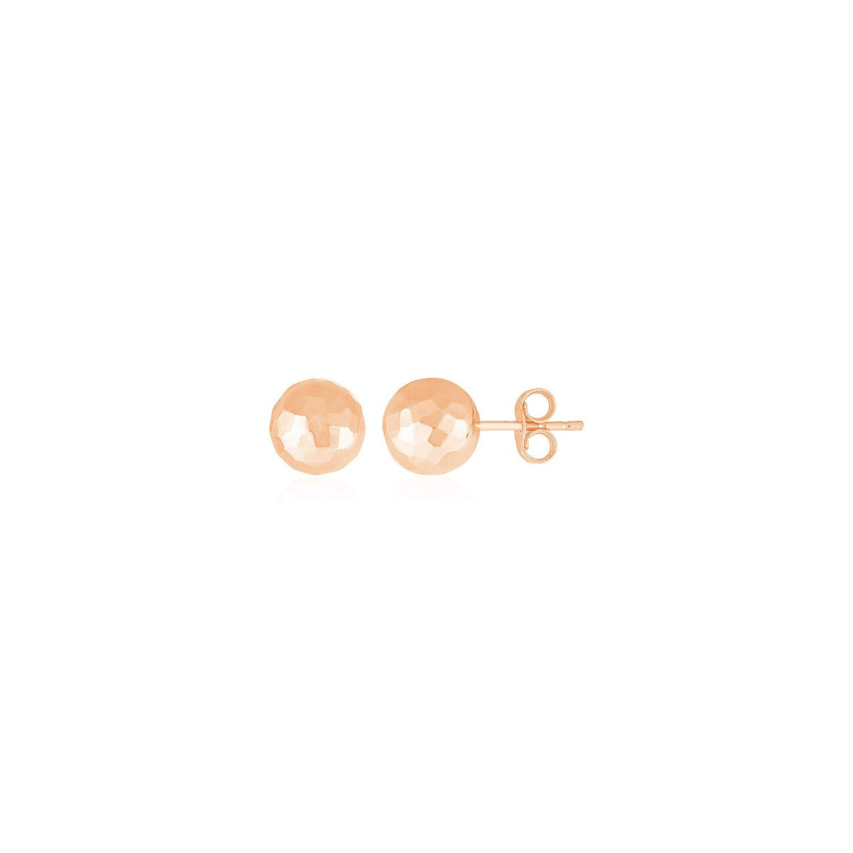 14k rose gold faceted ball post earrings, 7mm, Avera Group