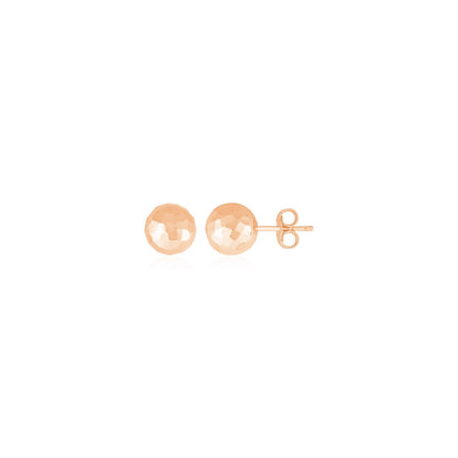 14k rose gold faceted ball post earrings, 7mm, Avera Group