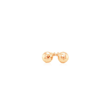 14k rose gold faceted ball post earrings, 7mm, Avera Group, view 2