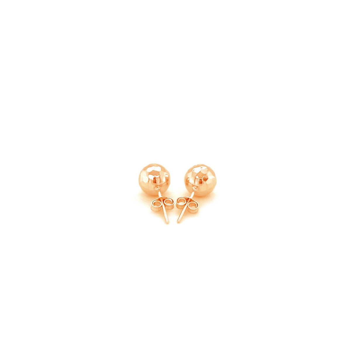 14k rose gold faceted ball post earrings, 7mm, Avera Group, view 3