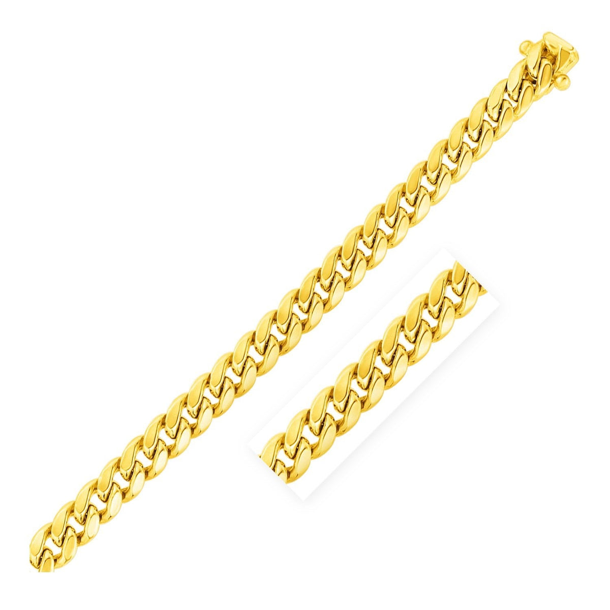 9.1mm 10k Yellow Gold Semi Solid Miami Cuban Bracelet by Avera Group