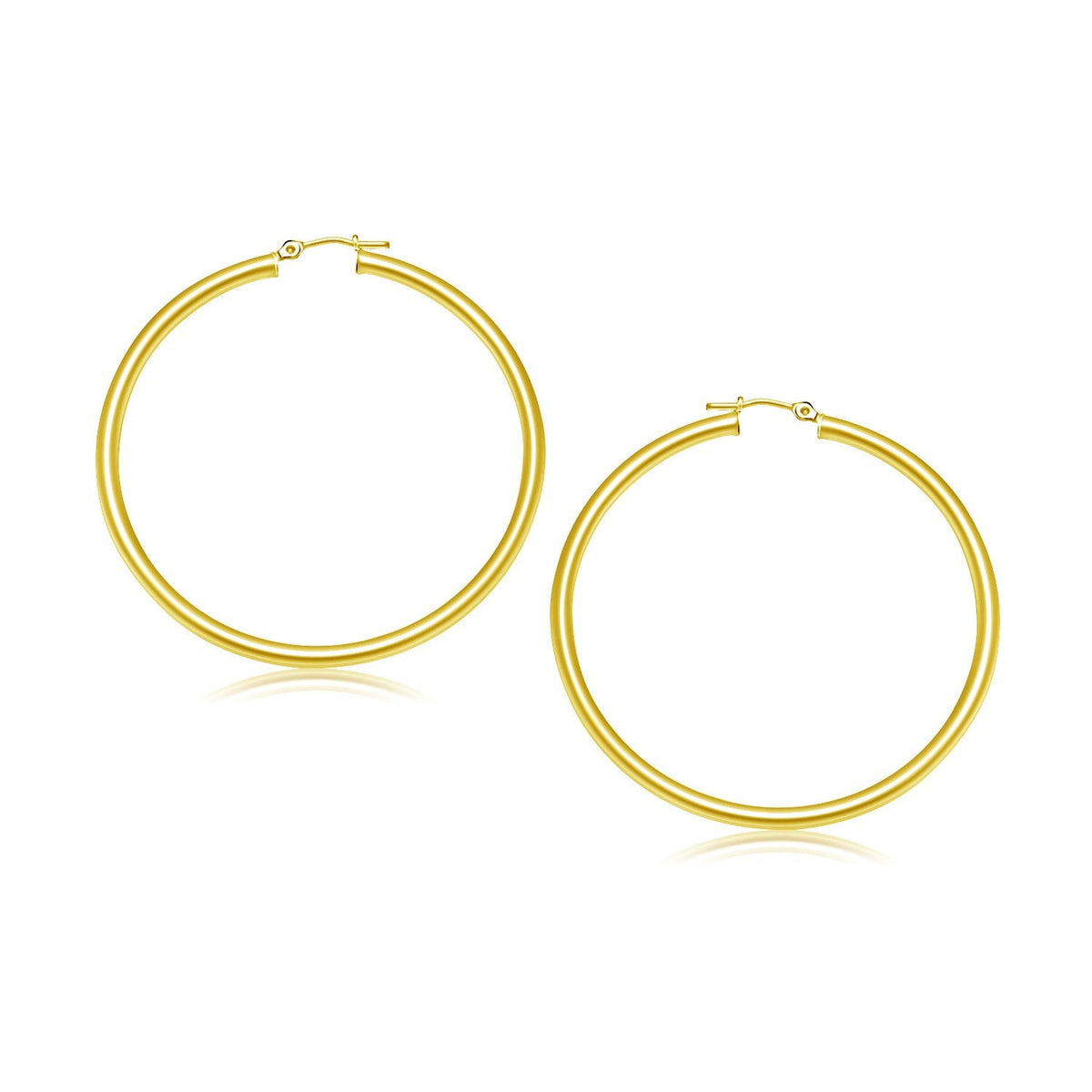 10k Yellow Gold Polished Hoop Earrings (3x30mm), Avera Group
