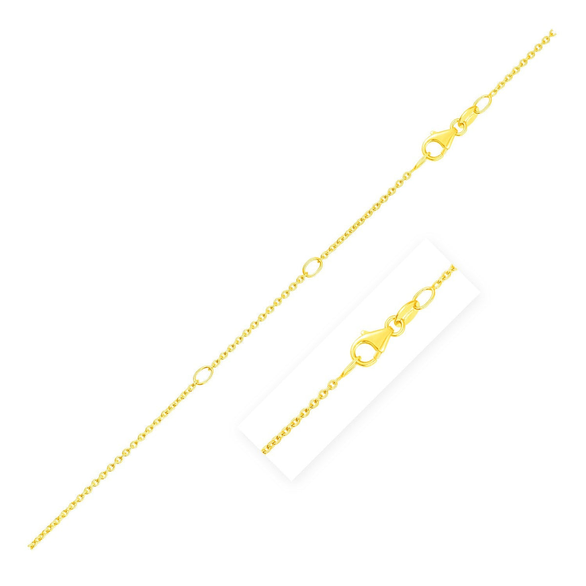 Double Extendable Diamond Cut Cable Chain in Yellow Gold (1.30 mm) by Avera Group