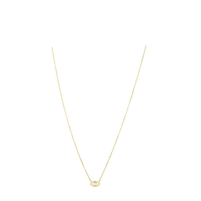 14k yellow gold evil eye necklace with freshwater pearl on rolo chain by Avera Group