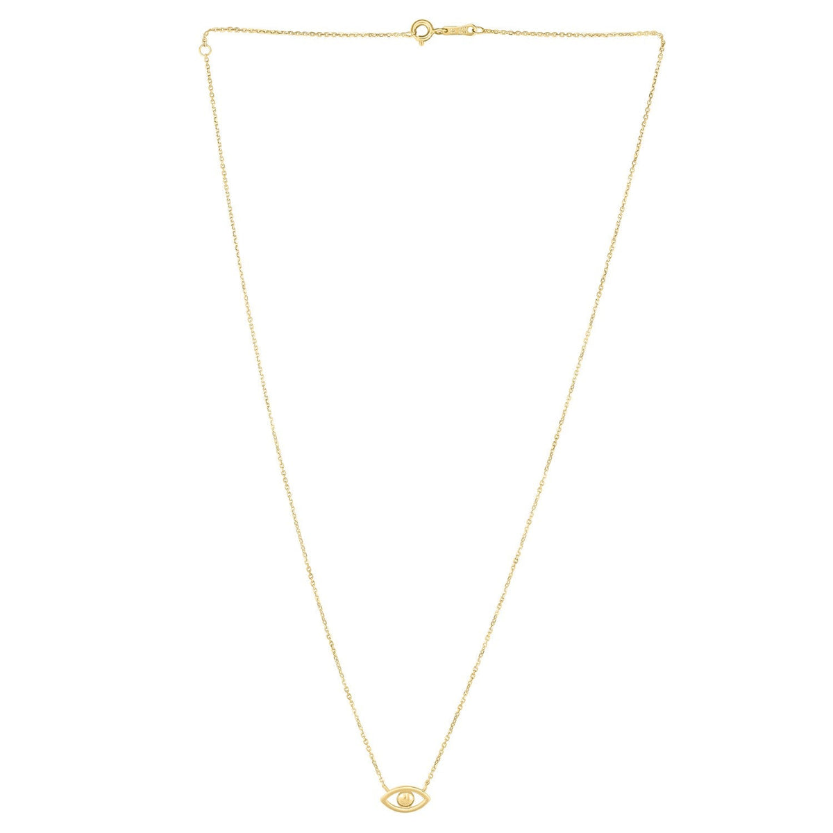 14k yellow gold evil eye necklace with freshwater pearl on rolo chain, Avera Group, view 2