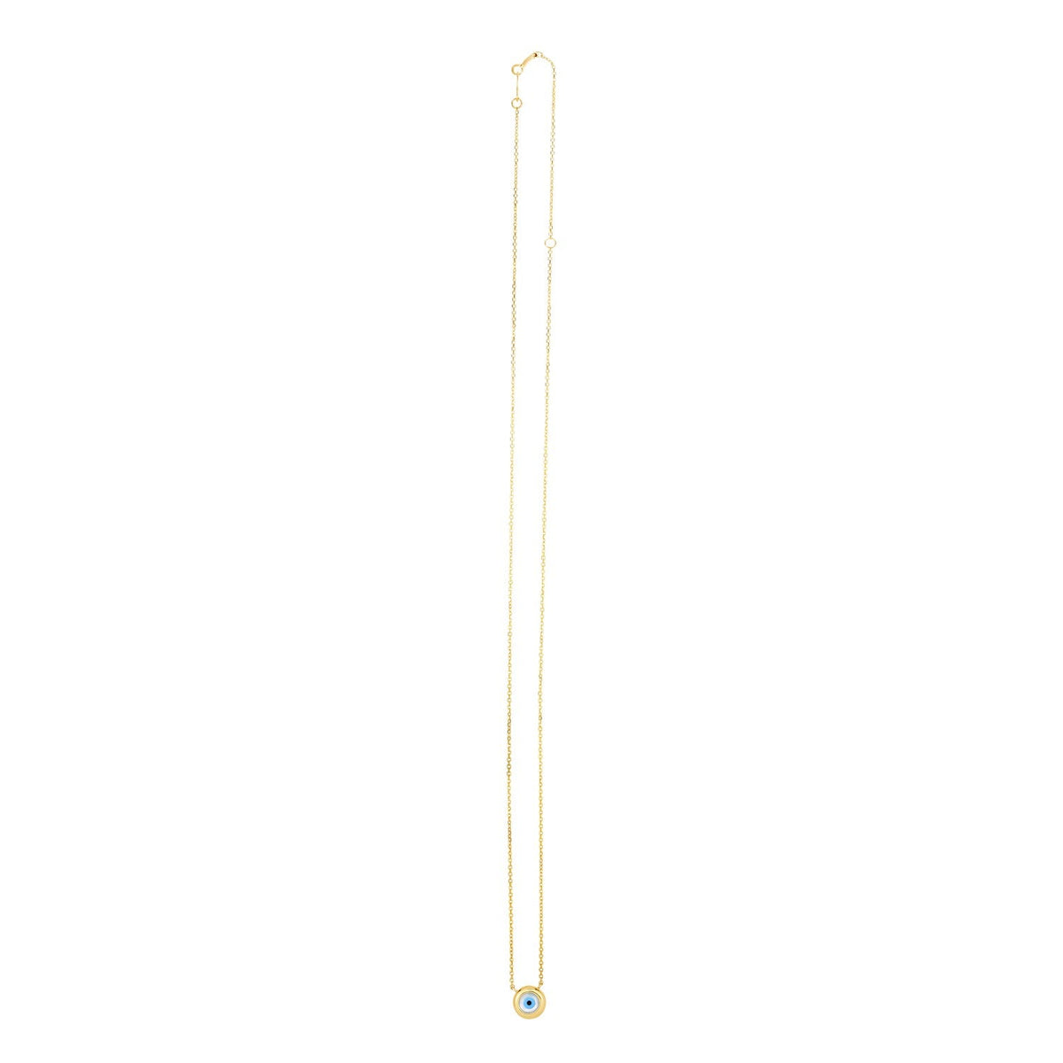14k yellow gold evil eye necklace with freshwater pearl on rolo chain, Avera Group, view 3