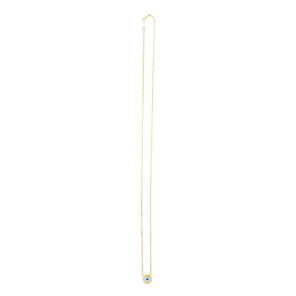 14k yellow gold evil eye necklace with freshwater pearl on rolo chain, Avera Group, view 3