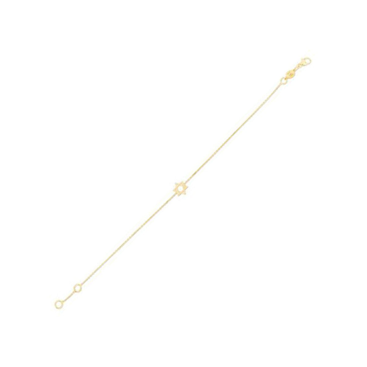14k yellow gold Star of David bracelet on rolo chain by Avera Group