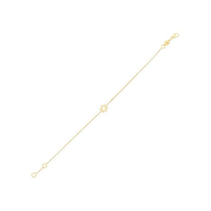 14k yellow gold Star of David bracelet on rolo chain by Avera Group