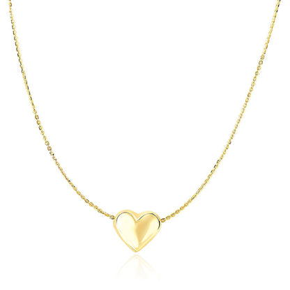 14k yellow gold chain necklace with sliding puffed heart charm, Avera Group